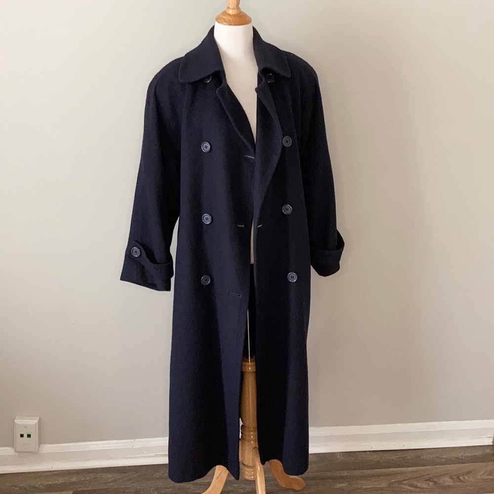 Vintage Neiman Marcus Navy Camel Hair Coat Sz 10